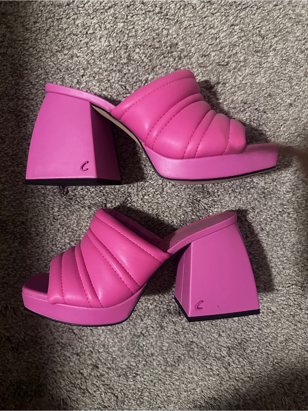 Circus by Sam Edelman Hot Pink Quilted Block Heel Mules